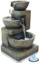 Fontana a cascata Kendal Terracotta a 3 livelli con luci - da Ambienté™